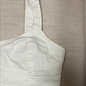 White Denim Cropped Women's Top